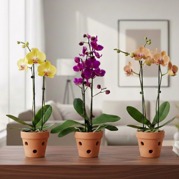 Phalaenopsis in Spike in Terracotta Pot | Subscription Pack - Buy Orchids Plants Online by Orchid-Tree.com