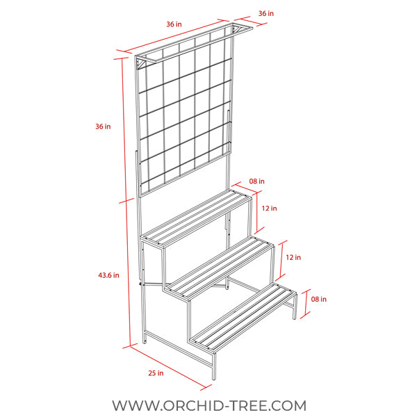 Plant Growing Bench with Vertical Grill - Metal Benches